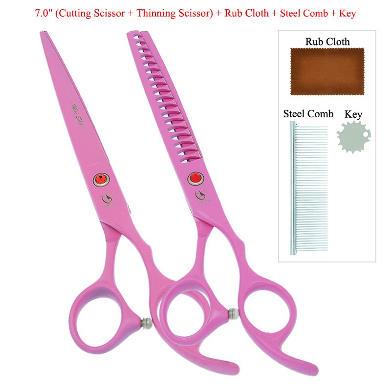 7" Pet Scissors for Dog Grooming Straight Curved Shears Animal 40% Cut Off Thinning Trimmers Dog Accessories B0036A: B0036A-09-70