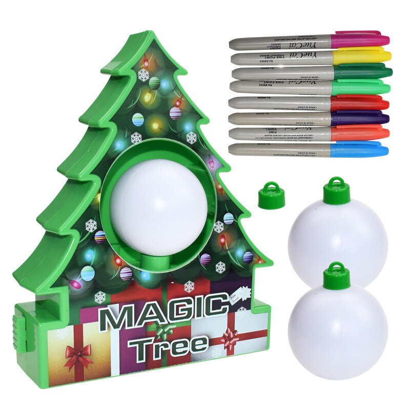 Ornements de noël Graffiti arbre de noël bricolage peint arbre magique de noël arbre magique peinture électrique boule jouets de fête: Default Title