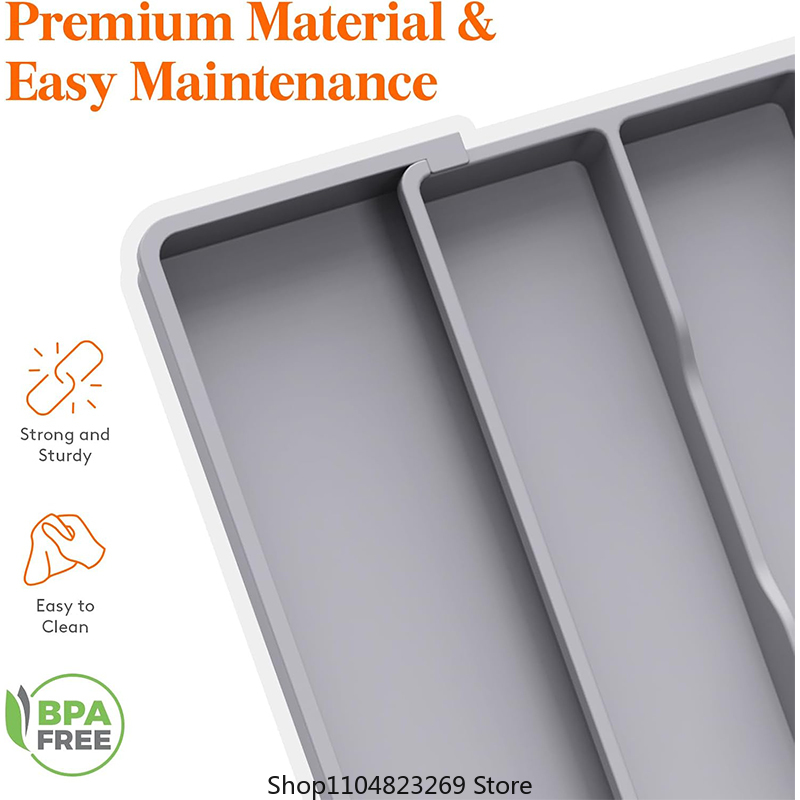Organizador de utensilios expandible para cajones de cocina, organizador de cajones de cubiertos grande, divisor, bandeja de utensilios de cocina ajustable