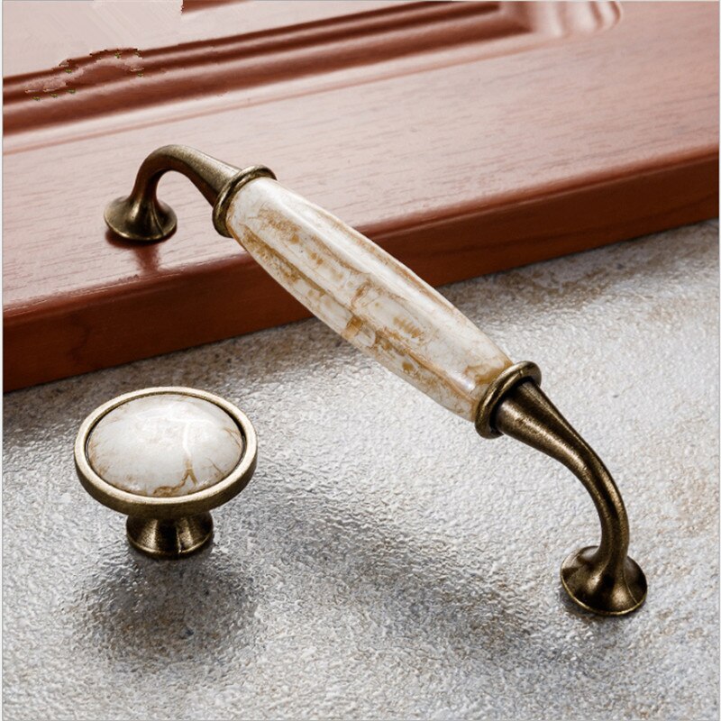 Ceramic Handles for Kitchen Cupboards Cabinet Door knobs Drawer Pulls Antique Furniture Handles Marble Vein Knobs and Handles