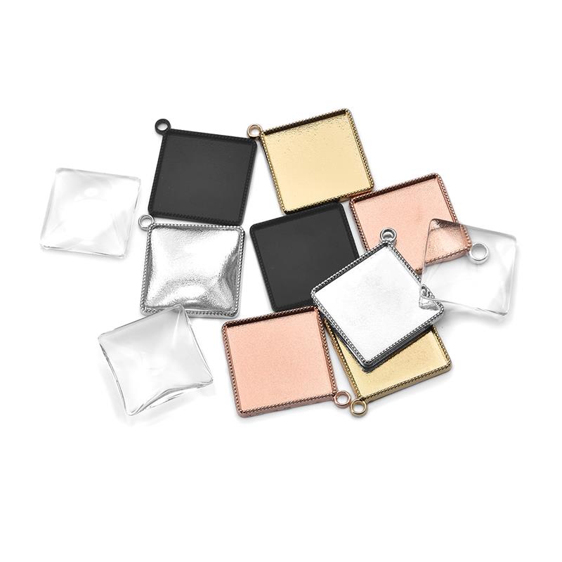 Base de cabujón cuadrado de 20mm, 10/16 Uds., ajustes de Cameo, bandeja con bisel, Charms, colgante, bandeja en blanco para DIY, pendientes, collar, fabricación de joyas