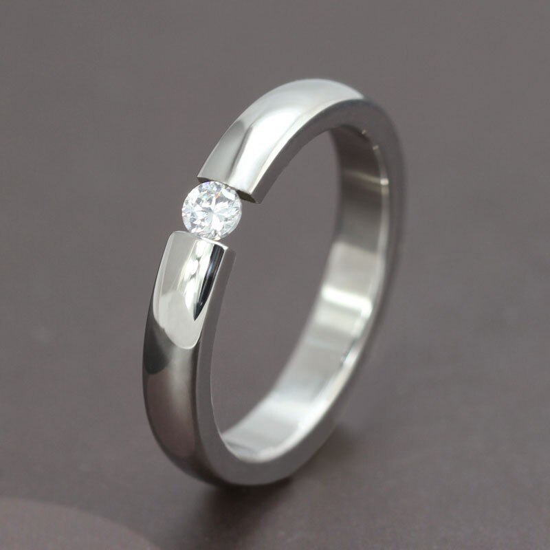 Zorcvens Zilver Kleur Rvs Trouwringen Voor Vrouwen Mannen Bands Cz Stone Engagement Ring