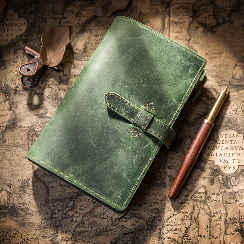 IPBEN Leather Notebook Travelers Journal Travel Planner a5 Note Book Diary filofax Handmade Calendar Postcard Stickers