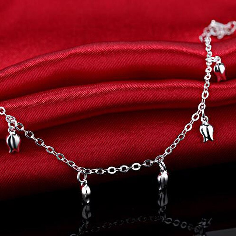 Vendita Calda vuoto Pendente Della Rosa Del Piede Cavigliera Catena in Argento 925 Delle Signore Piatto Cavigliere Braccialetto per Le Donne Del Regalo Dei Monili