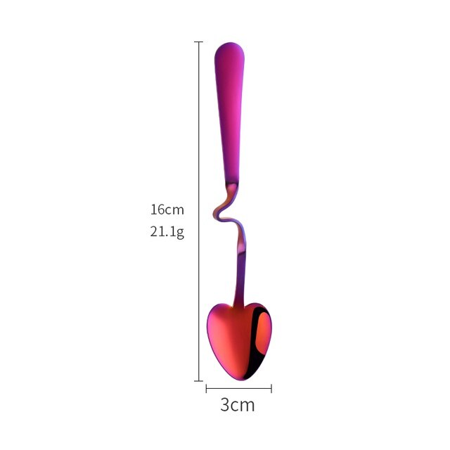1 Pcs Coffee Spoon Honey Shape Tea Coffee Cup Hanging Spoons Stainless Steel Rose Gold Heart Teaspoon: V-Red