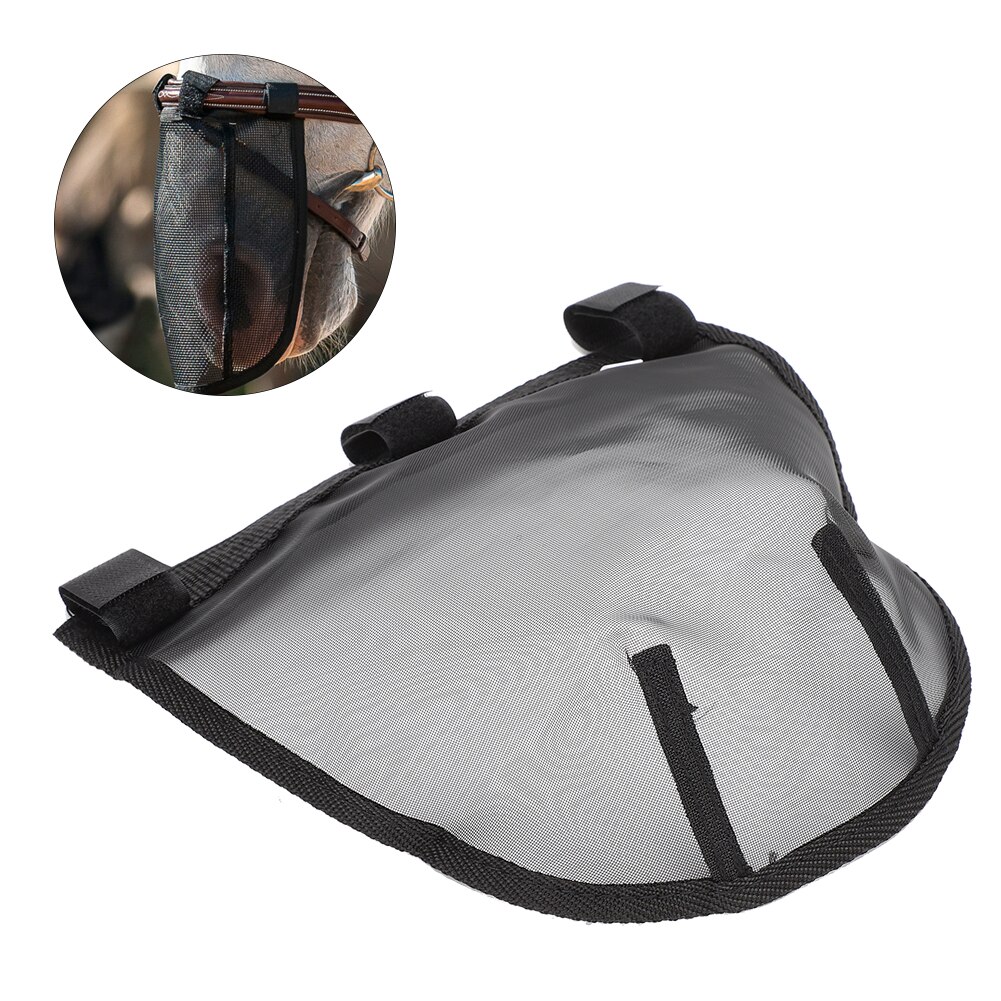 Udendørs åndbar hest næsebeskytter cover anti-myg ansigt mesh cover heste leverer mesh klud krog-og-løkke fastgørelse