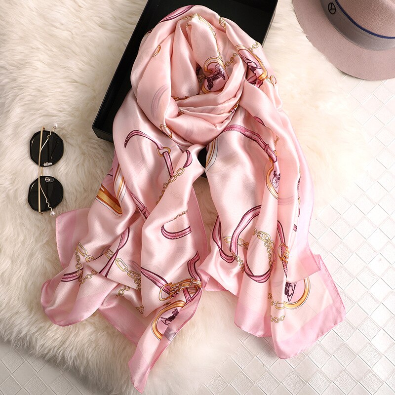 Høst 100%  silkeskjerf dame luksusmerke belter sjal og omslag foulard femme bandana mujer pluss størrelse 180cm