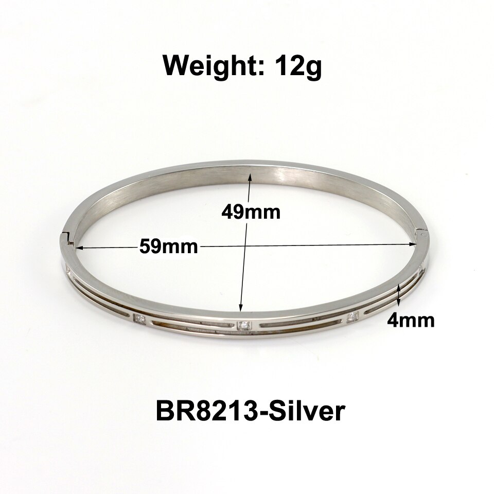 Hot!! Nowe piękne miłośników bransoletki kobieta bransoletki 18 K bransoletki ze stali nierdzewnej wkładka cyrkonia złota damska biżuteria na prezent: BR8213-Silver
