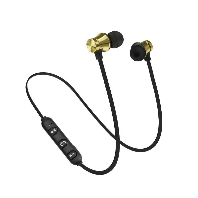 Bluetooth Earphone Wireless Sport Headphone Magnet Earbuds With Microphone Stereo Bluetooth Earpiece for Phone: Gold