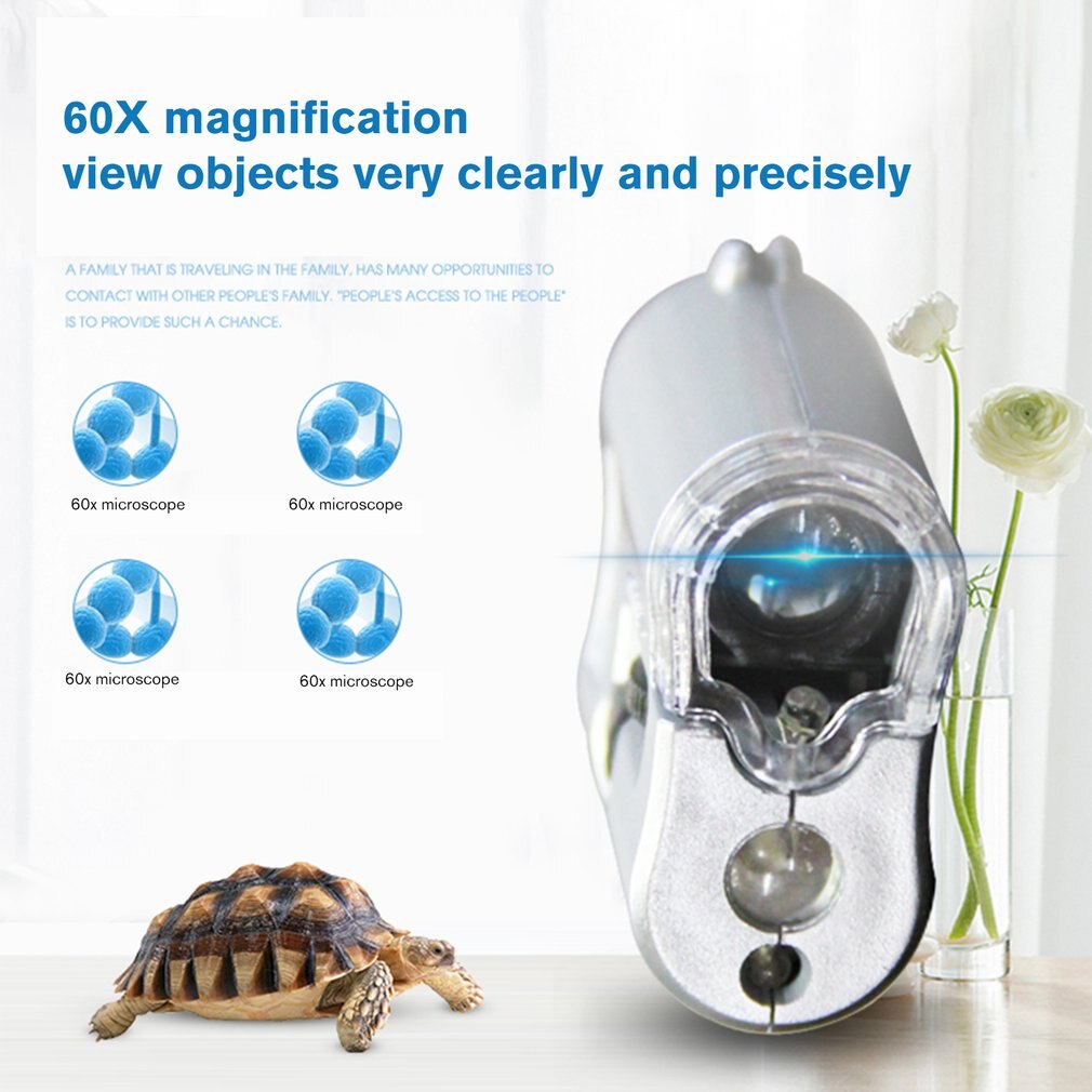 9592 60X Loupe Mini Microscope avec LED bijoux antiquités Identification Loupe verre Loupe LED lumière UV