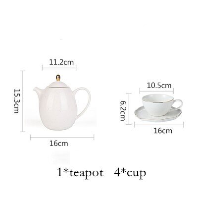 Service à thé en porcelaine d'os britannique, articles à boire en céramique, tasse à café avec théière à lait, ensemble de d'anniversaire et de noël