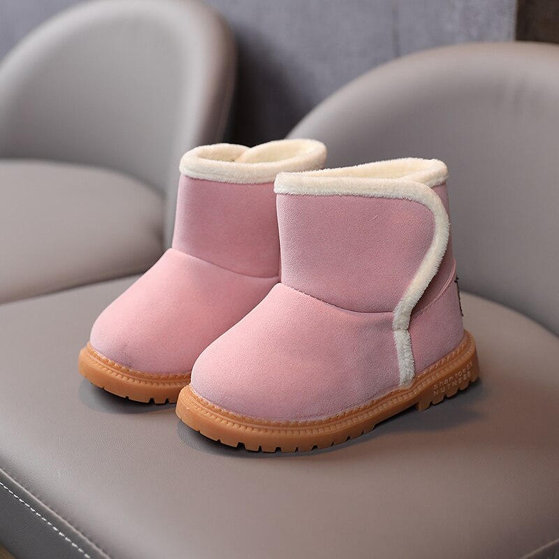 Comfy Kids Winter Kinderen Snowboots Kind Katoenen Schoenen Warme Pluche Zachte Bodem Peuter Laarzen Baby Jongens En Meisjes Korte laarzen Laars: Pink / 22(inside 13.5CM)