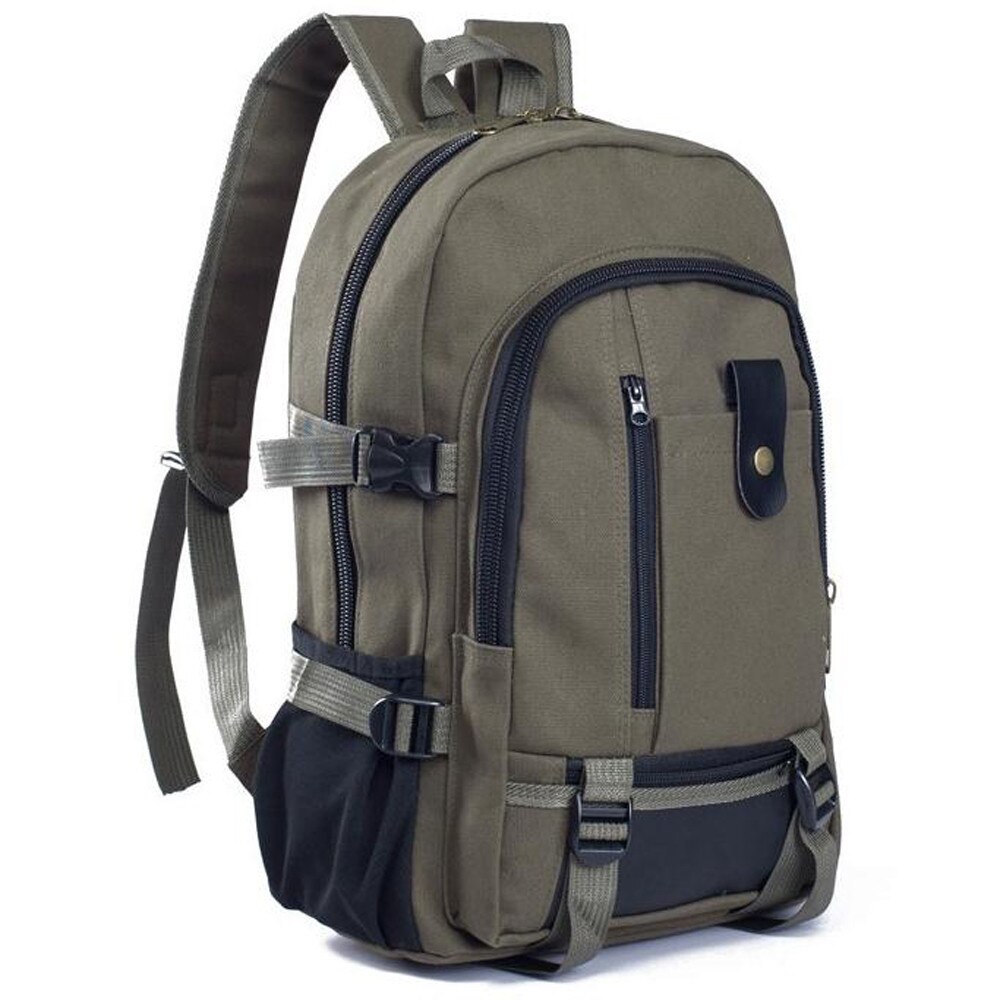 Mænd enkel dobbelt skulder lærred rygsæk skoletaske vandretur fritid høj kapacitet rygsæk  #t2g