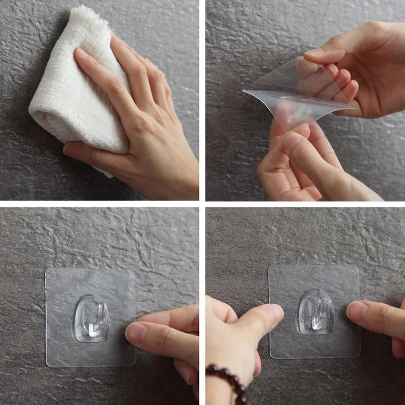 Vedenpitävä monitoiminen tarrakoukku läpinäkyvä esine ripustuskoukun takana saumaton kylpyhuone vahva keittiö koti  o5 n 7