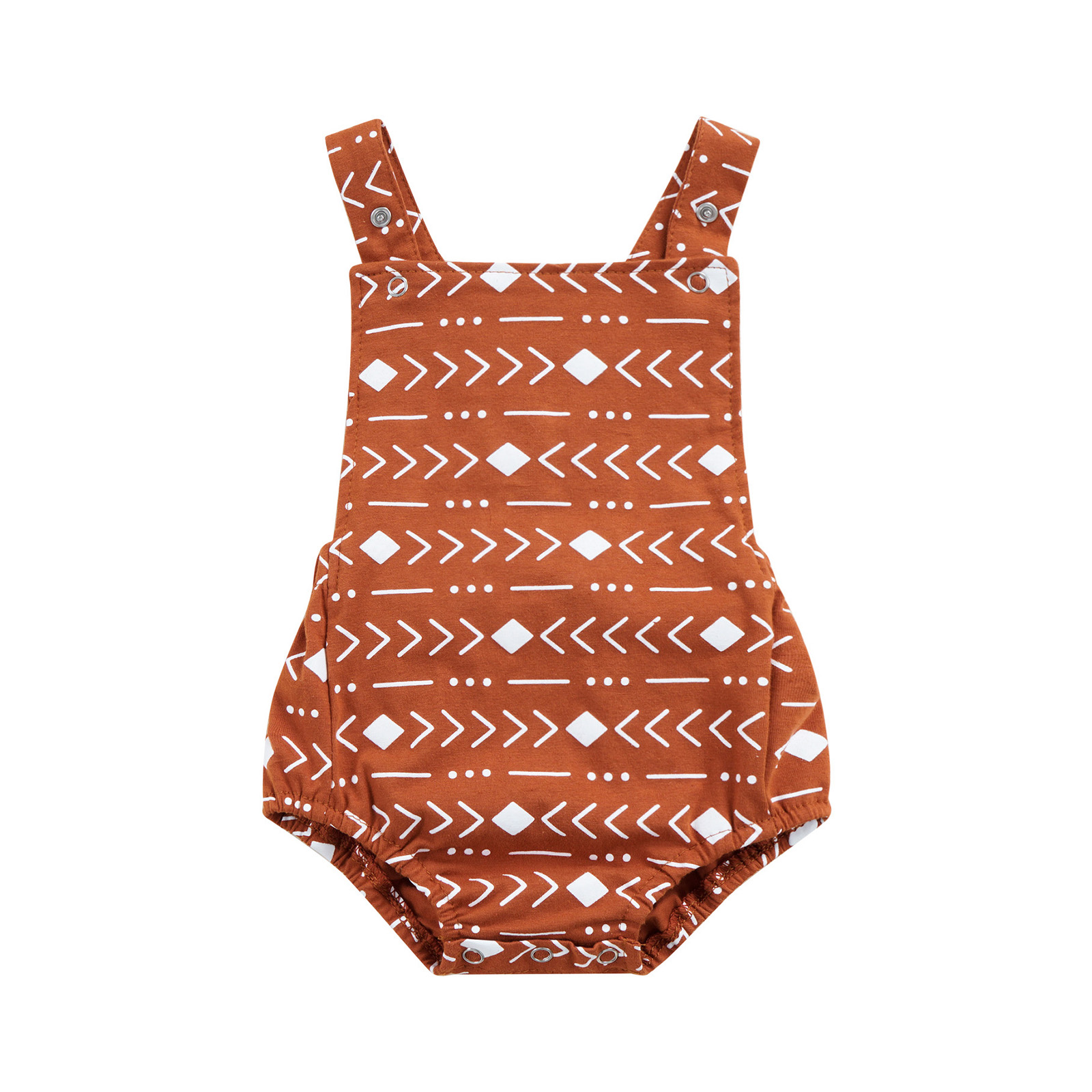 Monos para bebés y niños pequeños, sin mangas, Espalda descubierta, mono de triángulo con estampado de sol/diamante: Brown / 6 meses