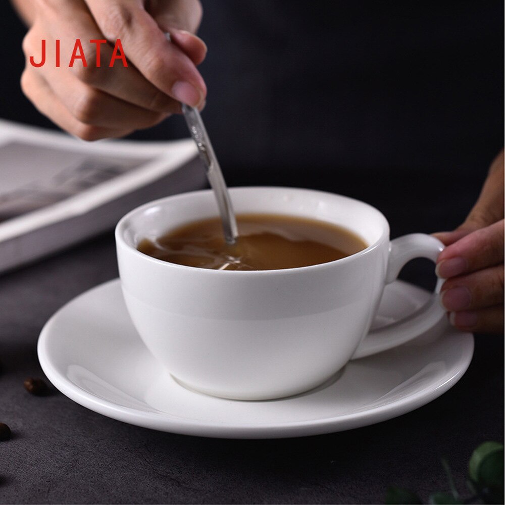 pure white simple coffee cup and saucer set ceramic cup tableware household coffee cup