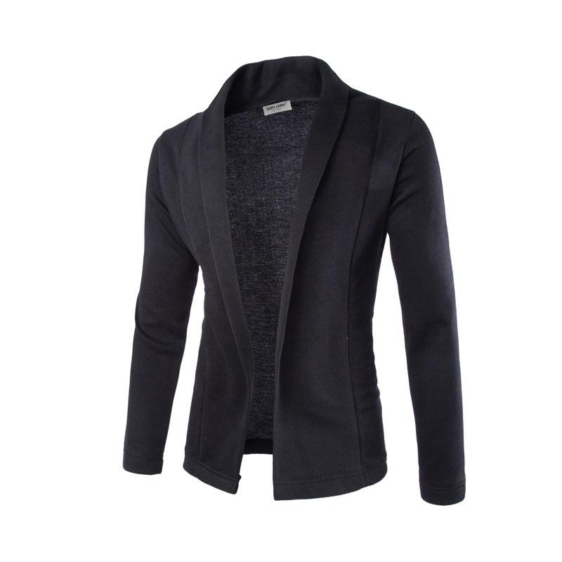 Zogaa herre sweater blazer efterår vinter fløjl jakkesæt solid sweater cardigan frakke mandlig slim fit hombre masculino: Sort / Xxl