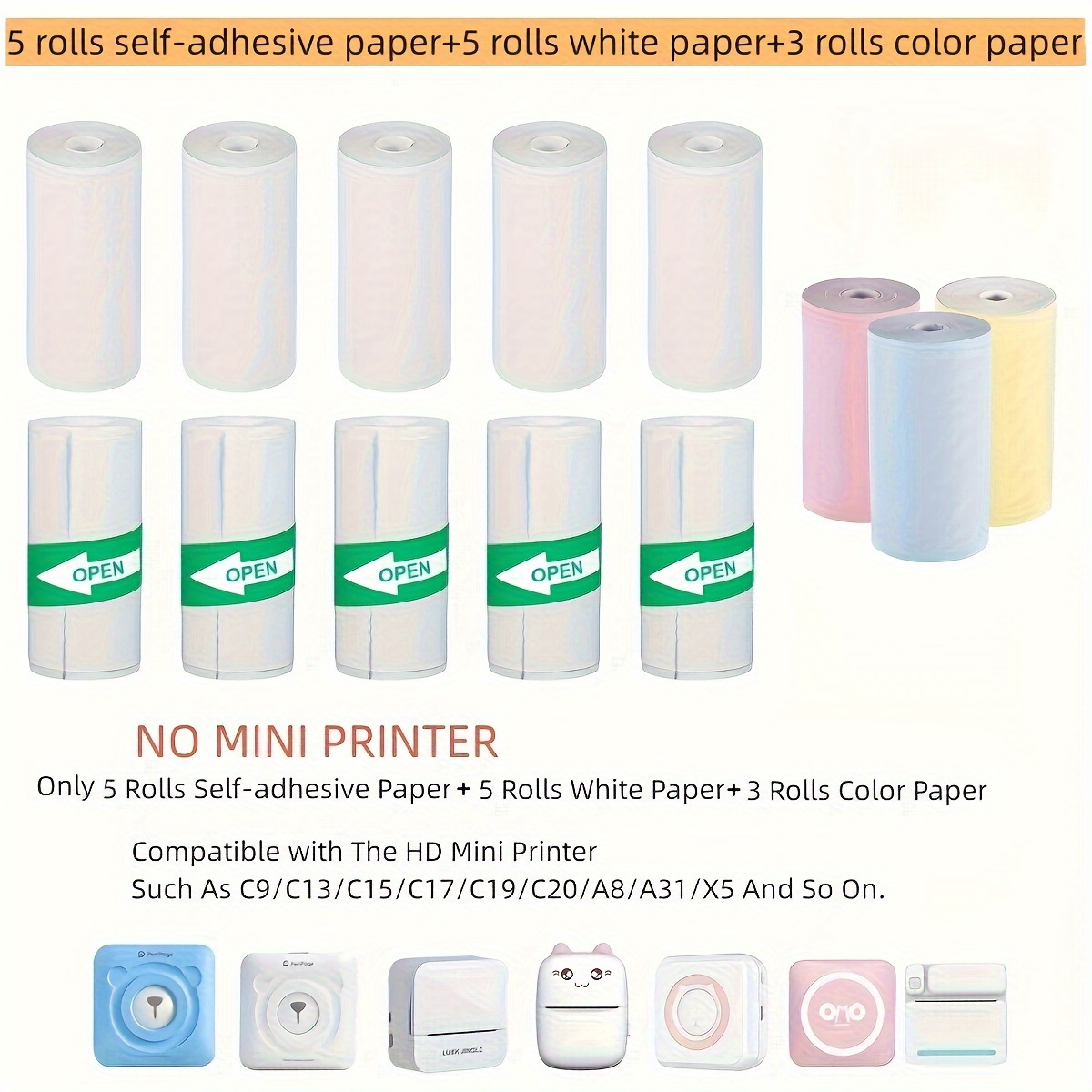 Thermopapier Mini-Druck selbstklebender Etikettenaufkleber für Mini-Drucker Pose Maschine Kind Kamera-Aufkleber 57 mm Breite Rollen: Fuchsie