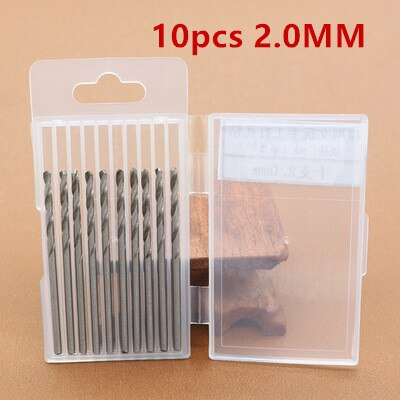 10pcs/set Twist Drill Bit High Precision Mini Micro Aluminum Hand Drill with Keyless Chuck Rotary Twist Drill Hand Drill Bit: 10pcs 2.0MM