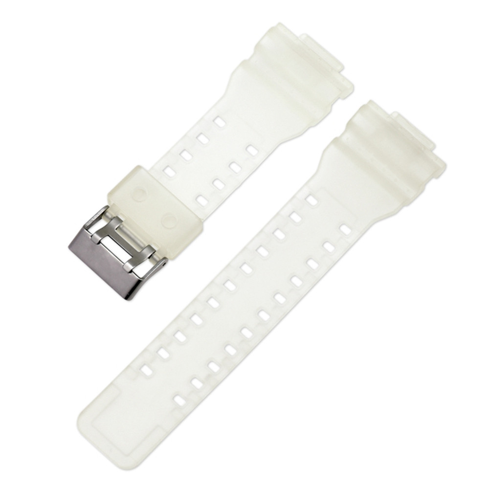 Siliconen Horlogeband voor Casio G-Shock GA-100/110/120/150/200/300 400 700 GD-100/110/120 G-8900 GLS-100 Sport Band Armband: Zilver wit