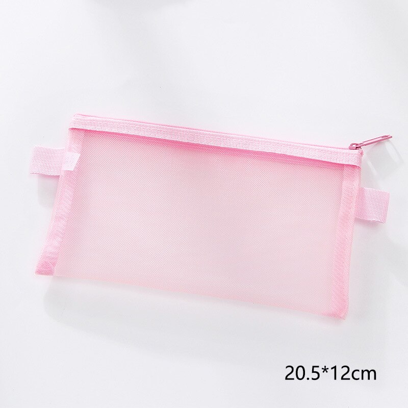 1PC Simple Transparent Mesh Pencil Case Nylon Pen Box Student Office Student Pencil Cases Office School Supplies