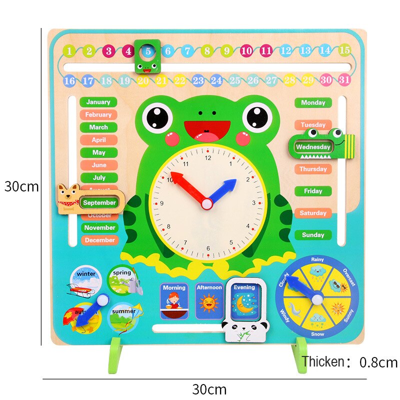 Baby trælegetøj børn tid cognitio legetøj vejr sæson kalender ur førskolepædagogisk undervisningsmateriale til børn