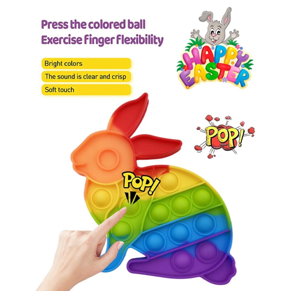 Rainbow Rabbit Carrot Push Fidget Toys Bunny Pop Bubble Sensory Toy for Stress Reliever Autism Kids Adults Birthday