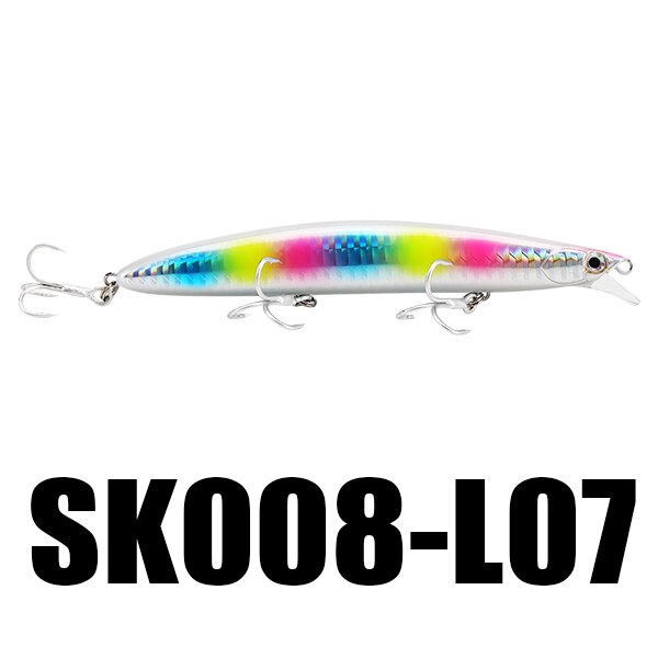 SeaKnight Brand SK008 Series 8PCS/Lot Minnow Fishing Lures 20g 125mm 0.3~0.9M Artificial Hard Bait 3D Eyes 3 Hooks Fishing Lure: 8 Pieces Color L07