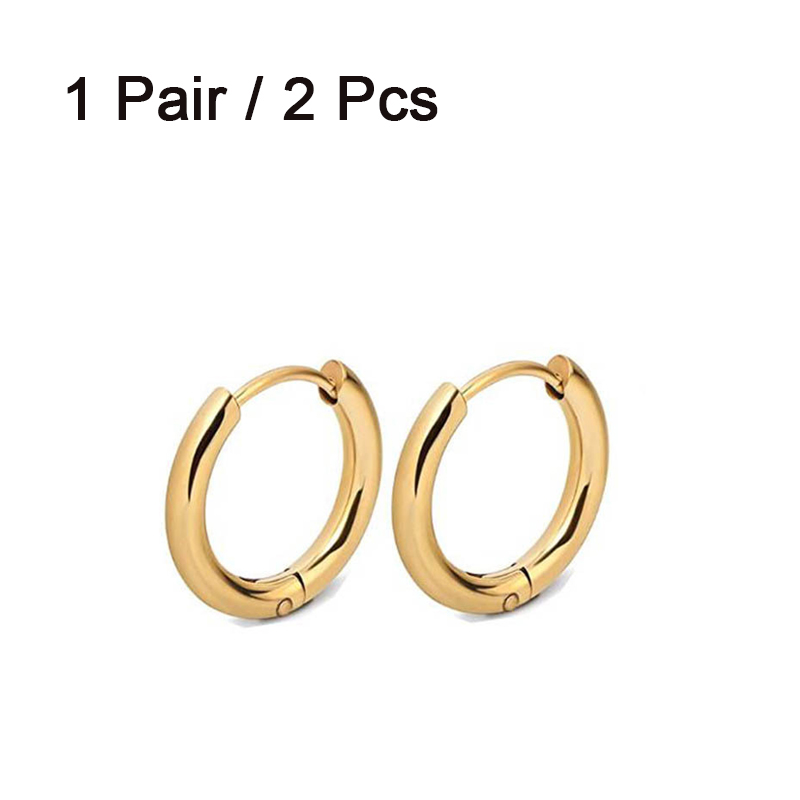 Mini Hoepel Oorbellen Roestvrij Stalen Oorbellen voor Vrouwen Mannen Goud Kleur Tiny Kraakbeen Oorbel Piercing Pendientes Mujer Hombre: WHITE / Silver Plated