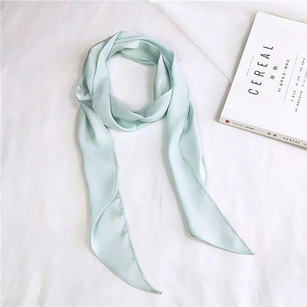 Foulard en soie imitation ruban pour femme, joli foulard solide pour fille, bandeau pour cheveux, poignée de sac, petits foulards: Vert