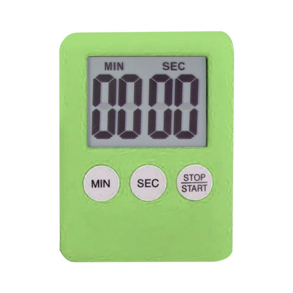 LCD Digital Timer Magnetic Kitchen Table Three Button Countdown Alarm Clock with Stand Kitchen Timer Practical Cooking Clock: Green