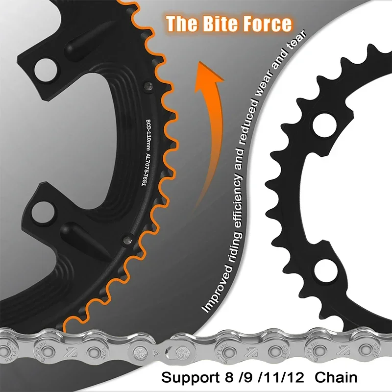 BUCKLOS Bicycle Chainwheel 110BCD Bike Crown Chain Ring Road Bike Double Chainring 50-34T 52-36T 53-39T 4/5 Claws Tooth Plate
