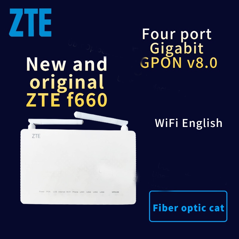 新オリジナルzte ZXA10 F660 V8 gpon onu 1GE + 3FE + 1 ポット + wifi英語ファームウェアsip ftth光ファイバーターミナルont