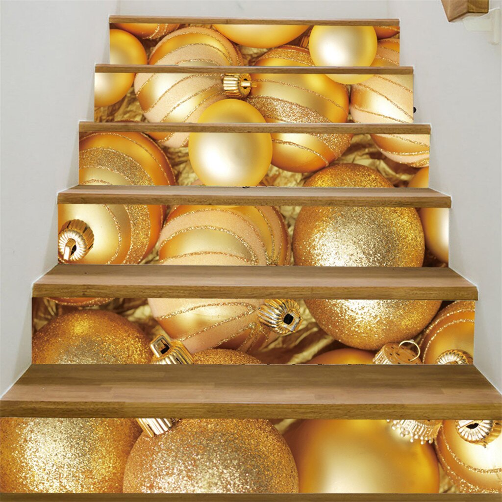 productos populares Navidad 3D simulación escalera pegatina impermeable pared pegatina DIY decoración del hogar herramienta de H: F