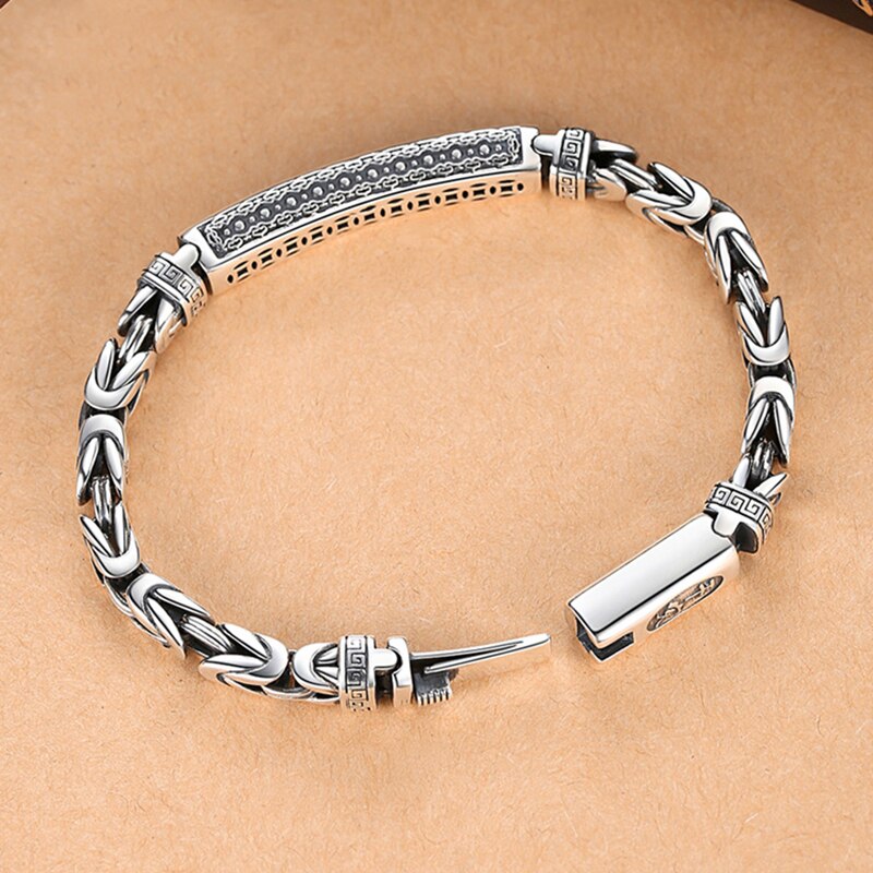 Retrosen Zilveren Sieraden Mannen Armband Persoonlijkheid Vrede Patroon Retro Hipster Sleutel Patroon Gesp Accessoire