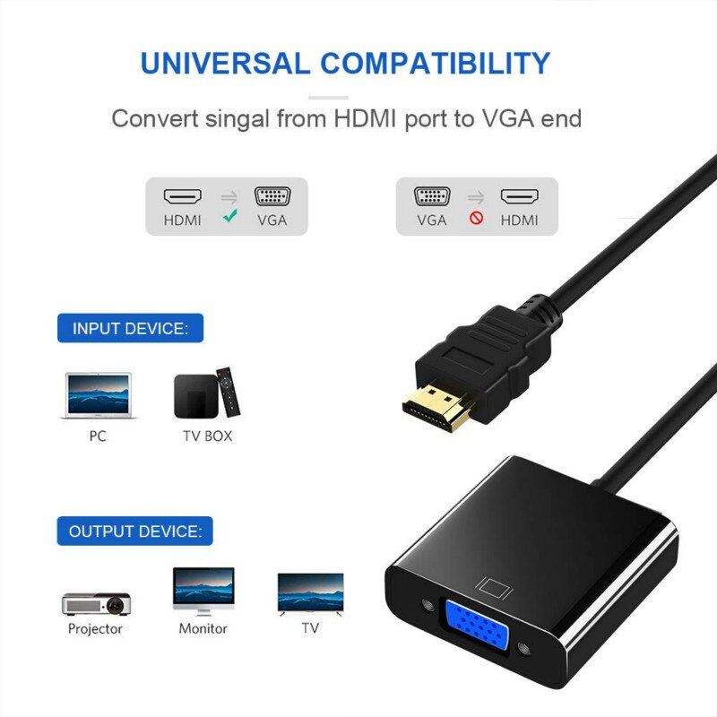 HDMI naar VGA Adapter Vergulde HDMI Male naar VGA Female Converter 1080 P voor Computer Desktop Laptop PC monitor Projector HDTV