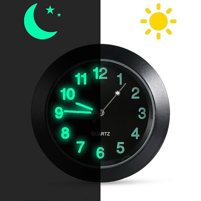 Reloj analógico de cuarzo para salpicadero de coche luminoso, minipanel de ventilación de aire con temporizador
