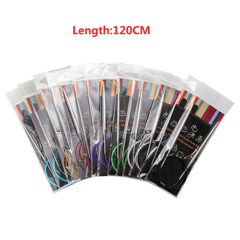 KOKNIT Rvs Breinaalden 14 stks 40-120 CM 2.25-10.0mm Ronde Dubbele Punt Breinaalden Haken DIY Weave Gereedschap: Licht Geel