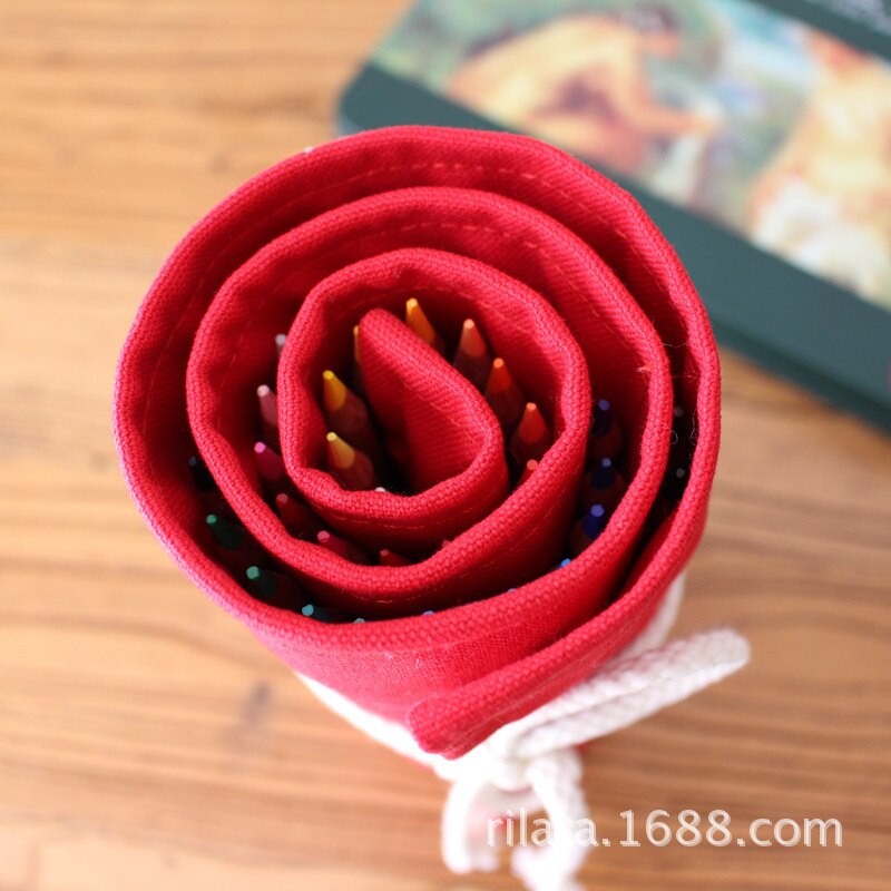 Rød rulle penalhus store 36/48/72 huller tilbage til skole blyant til piger drenge patron stor lærred pen taske papirvarer kit