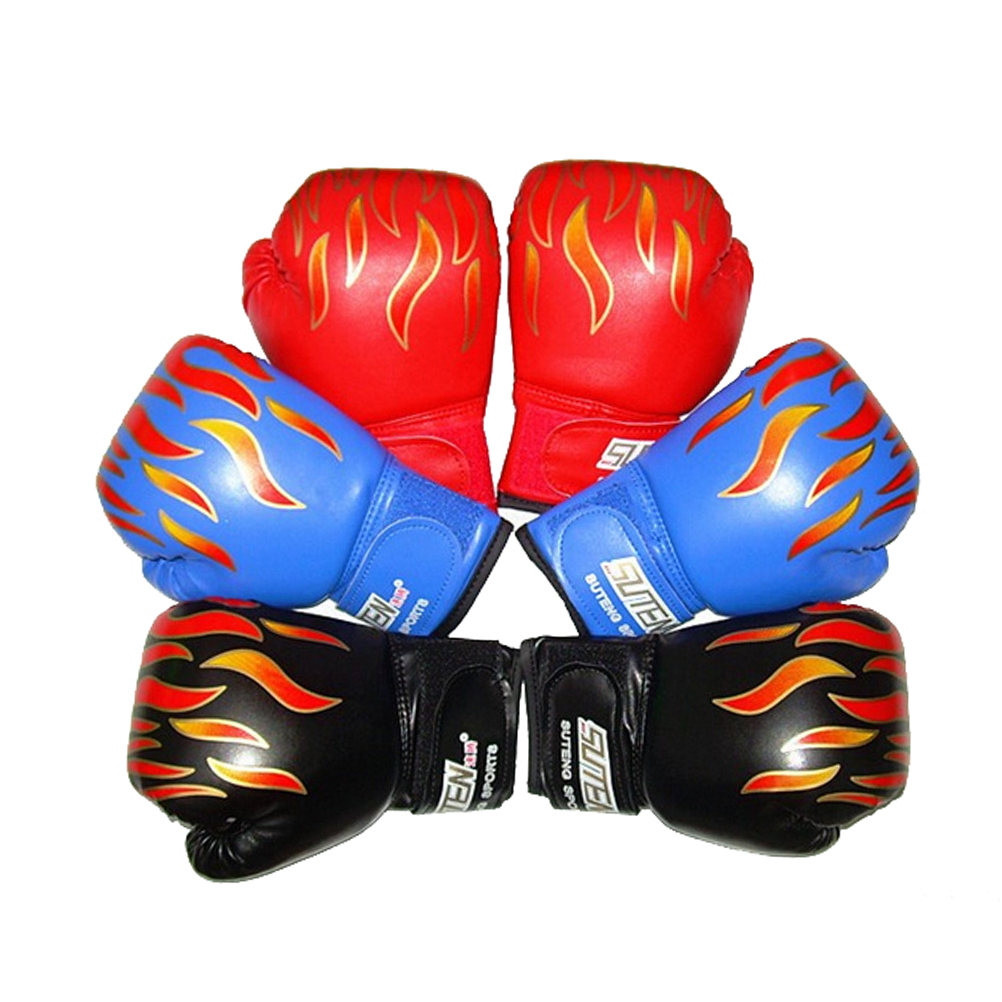1 par PU niños de dibujos animados niño Sparring guantes de Kick Boxing de rojo Age5-12 negro/rojo/azul