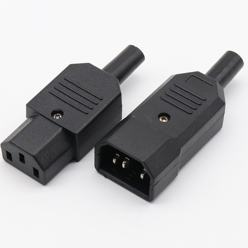 2 pcs price black IEC 320 C13 male and female plug combination repeatable power connector 3 pin socket 10A / 250V