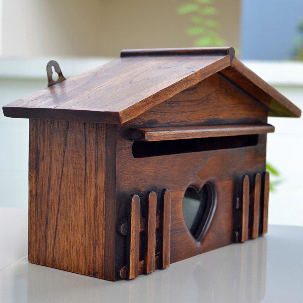 1Pc Houten Mailbox Outddor Post Doos Regendicht Suggestie Doos Creatieve Brief Box Voor Home Bedrijf