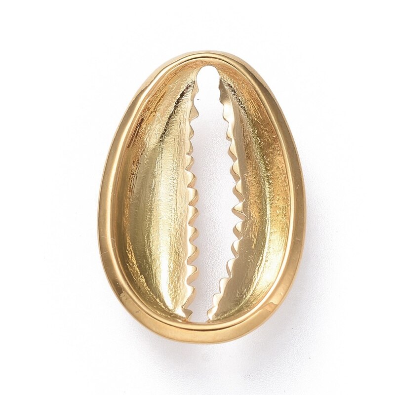 10pcs 304 Stainless Steel Cowrie Shell Pendants jewelry DIY Making Decorate 19x13x3mm, Hole: 16x2mm, Golden F50