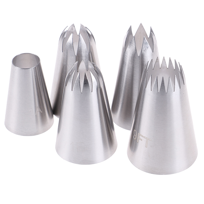 5 stks/set Grote Russische Icing Piping Pastry Nozzle Tips Gereedschap Taarten Decoratie Set Rvs Nozzles Cupcake