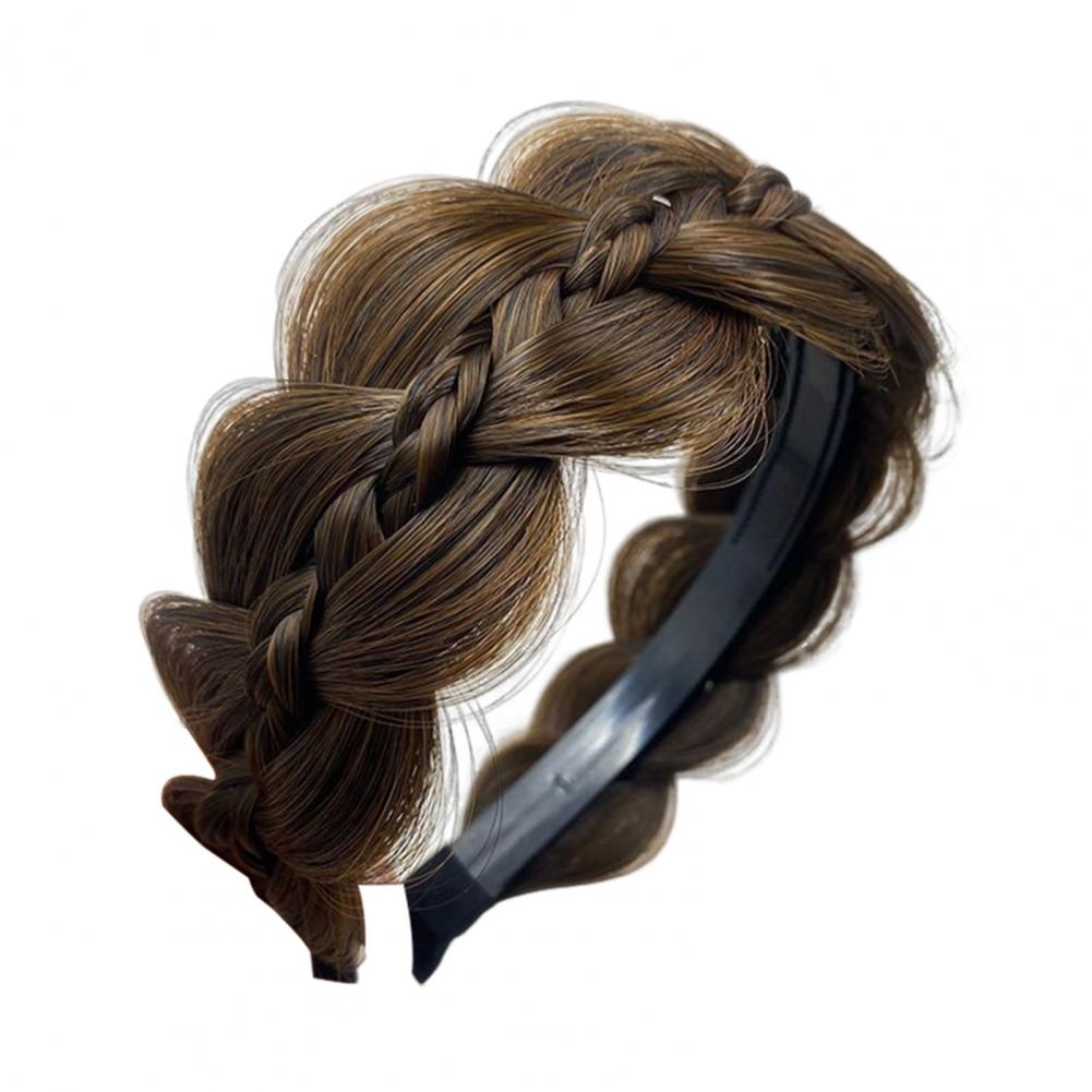 Braided Headband with Teeth Synthetic Heat-Resistant Realistic Human Hair Headband Secure Hair Fix Hair Hoop Women Headband: Red