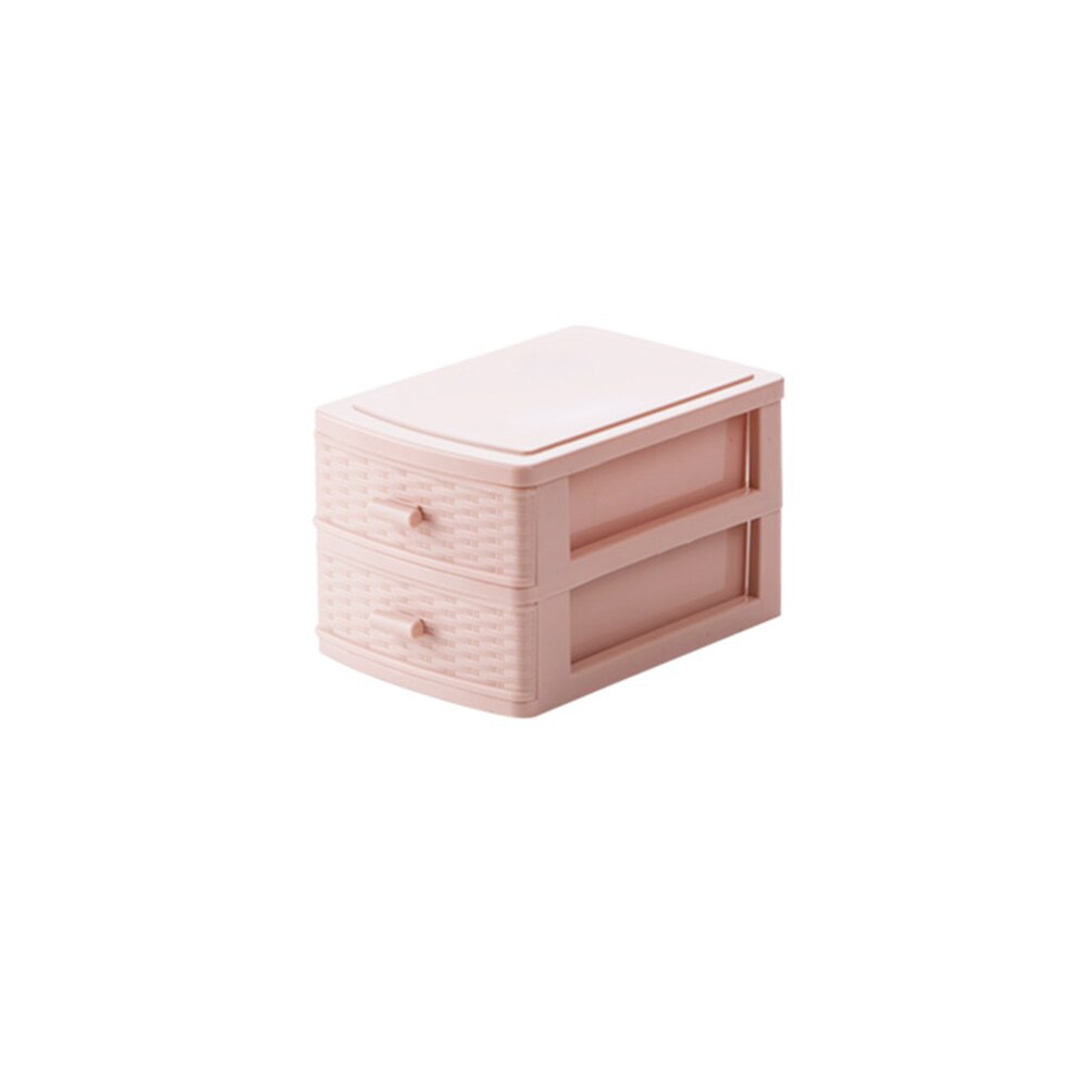 3/2 Drawer Locker Organizer, Desk Organizer with 3/2 Compartment Mini Cabinet Drawer, Plastic Jewelry Box/Cosmetic Organizer: Pink 2 layers