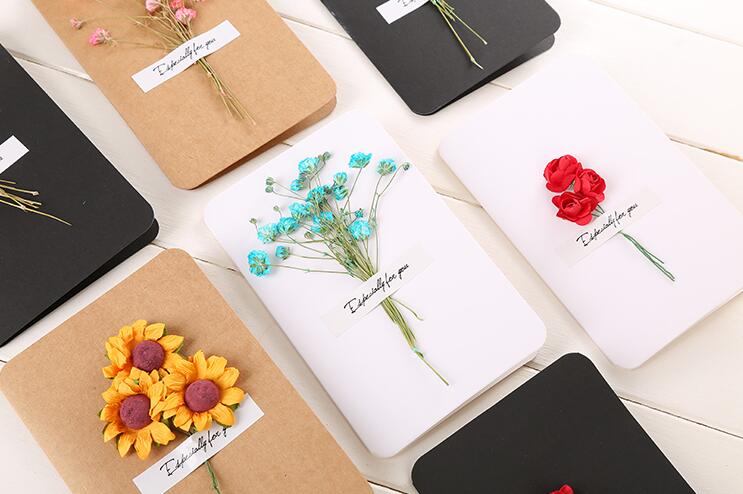 Tørre blomsterkort bursdagskort for jente barn kone mann bursdagskake gratulasjonskort postkort kort