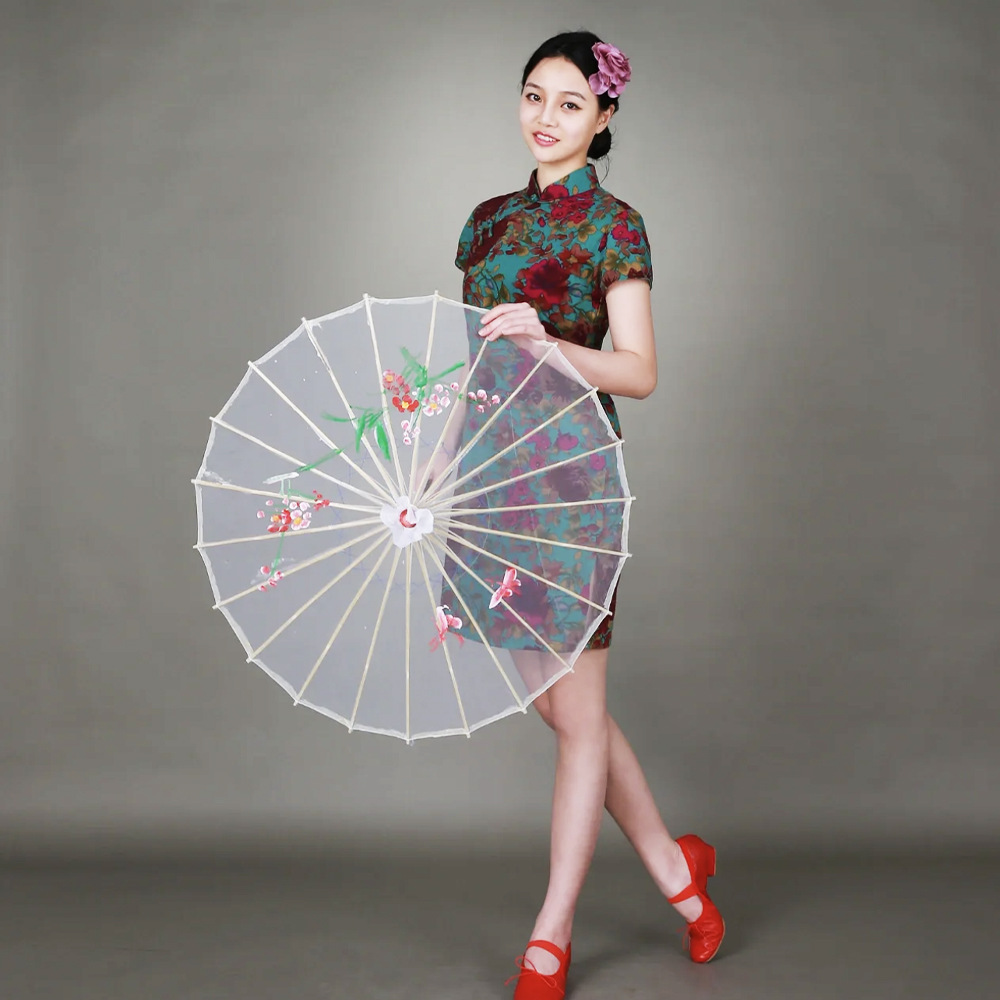 Transparent Silk Umbrella Dance Craft Umbrella Photography Decoration Ceiling Ancient Costume Prop Umbrella Women Hanfu Cosplay