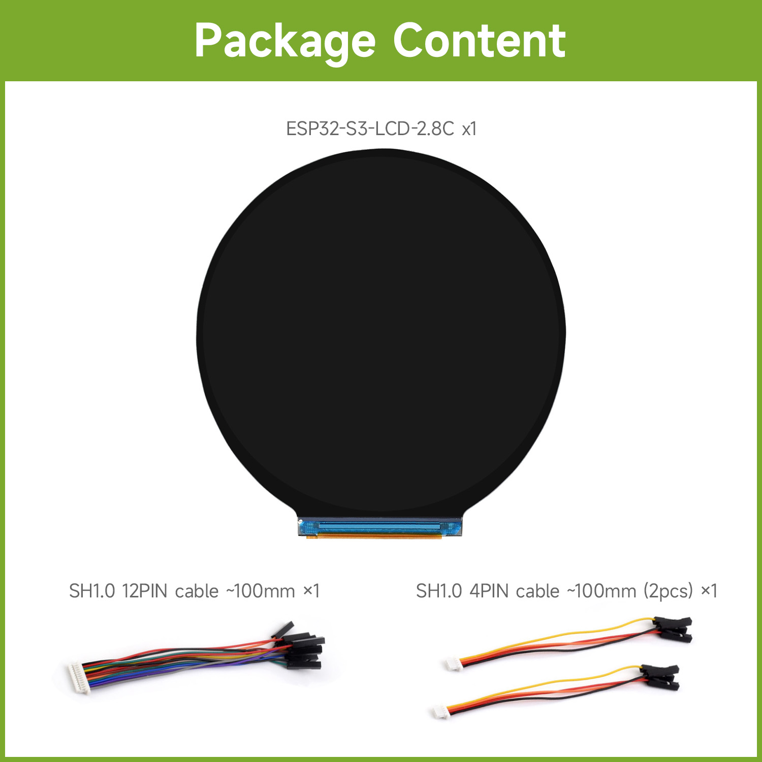 Waveshare ESP32-S3 2.8inch Round Display Development Board, 480×480, 32-bit LX7 Dual-core Processor, Options For Touch Function: black