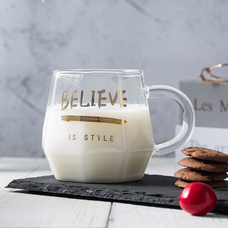 Copa de mampostería, taza de diamante, vaso de vidrio de Borón alto ins, taza de zumo de viento, tazas de cristal, taza de café, vaso de de Navidad: Believe diamond cup